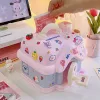 Boxes Kawaii Tiny House Piggy Bank with 3D Sticker Creative Cartoon Kids Bank Coins Banknotes Money Box Piggy Bank for Adults Gift