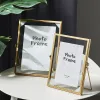 Frame 4/6/7inch Metal Photo Frame Nordic Gold Painting Picture Poster Wall Photoes Cube Frames Baby Black Family Decorative