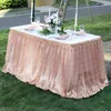 Light Gold Sequin Table Skirt Tablecloth Glitter Sparkly Shimmer Rectangle Covers for Birthday Party Event Wedding Decor 240322