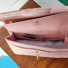 2024 CC sacos de marca de luxo ombro das mulheres clássico duplo flap perolado rosa ouro turn lock crossbody bolsas sacoche bolsa 25cm jhcph