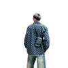 Trendy Brand New Jacquard Denim Vintage Full Print Casual NY Couple Long Sleeved Shirt Jacket