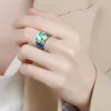 Cluster Rings Böhmen Style Green Leaf Enamel Ring For Women Charming Ladies Dance Party Birthday Girl Gift Fashion Jewelry