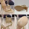 Golden Shoes Fashion s Peep Toe Ladies High Heels Crystal Gladiator Sandal Thin Female Footwear 240318