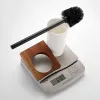 Ensemble de brosse à toilette à poils doux suspendus en céramique étagère en bois massif manche en acier inoxydable outil de nettoyage des ensembles d'accessoires de salle de bain