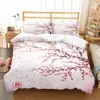 Japansk täcke omslag av en blomstrande sakura trädblommor körsbärsblommor vårkonst polyester sängkläder set full/king size