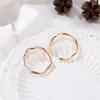 Dangle Oorbellen Woozu Trendy Koreaanse Groot Voor Vrouwen Vrouwelijke Eenvoudige Goud Zilver Kleur Drop Earring Geometrische Oorbellen Sieraden 2024