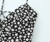 TRAF FLORAL HOLTER MIDI 드레스 여자 검은 인쇄 슬립 롱 드레스 슬릿 슬릿 여름 해변 빈티지 백리스 240320