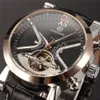 Tourbillon Wrap Mens Watches Automatic Watch Golden Case Calendar Male Clock Black Mechanical Watch Relogio Masculino260T