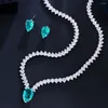 Комплект ожерелья и серег в Корейском стиле с кубическим цирконием, женская цепочка на ключицу, ювелирные изделия с подвеской, ожерелья, колье, свадебные аксессуары для свадебной вечеринки