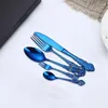 Dinnerware Sets Stainless Steel Cutlery Set 5Pcs Knife Fork Spoon Tableware Flatware Festival Kitchen Gift Accessories