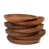 Bandejas de chá Amagogo Placas redondas de madeira de alta qualidade Bandeja de servir bolo Pratos de mesa para salada de sobremesa Utensílios de 4 tamanhos