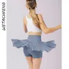 Saias sexy cintura alta saia plissada calças de segurança lace-up bolsos shorts roupas femininas 2024 moda sping verão azul dança mini
