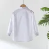 Baby Toddler Shirt Clothes School Uniform Boys Shirts White Long Sleeve Turndown Collar Kort barn för barn till 240307