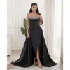 Arabe Oct Aso Ebi Sirène Robes De Mariée Noires Cristaux De Satin Soirée De Bal Formelle Fête D'anniversaire Célébrité Mère De Robes De Marié Robe ZJ