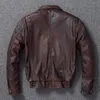 Nouvelle veste en cuir authentique pour hommes vintage ste moulued top couche veste bombardier A2 Brown Men's Calfskin Motorcycle Veste P9LJ #