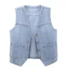 Damesvesten Dames Bijpassend Denim Vest Zonder Mouw Koreaanse Mode Zomer Mouwloos Cropped Korte Bomberjassen Jean Jas Drop Del Ot435