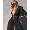 Womens Sexy Bikini Coverups Lace Long Cape Cardigan Coat Long Sleeve Crochet Tunic Hollow Out Casual Beach Swimsuit Cover Up 240323