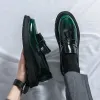 Deslize em mocassins verdes casuais grossos tassel sapatos formais homens maxiginos de couro patenteado