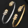 Trendy Luxe Stapelbare Bangle Manchet Voor Vrouwen Bruiloft Volledige Kubieke Zirkoon Kristal Dubai Zilver Kleur Party Armband Sieraden 240315