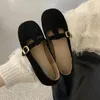 Chaussures décontractées confort fond souple plat femmes 2024 T boucle sangle en cuir Pu ballerines femme élégant talons bas Mary Janes Mujer