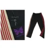 Diseñador para hombre Colores 17 Agujas Bordado de mariposas Pantalones Veet Rayas laterales Pecho Pantalones casuales retro Pantalones de chándal de moda