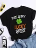 Damen T-Shirts St. Patrick's Day Lucky Braille Shirt Blinde Sehbehinderte Senior T-Shirt Sommer Mädchen Rundhals Top