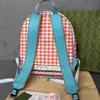 Diseñador niños gato a cuadros Mochilas impresas Niños de lujo carta de dibujos animados bolsos de hombro dobles Adolescentes clásicos Mochila casual A9941