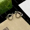 Boucles d'oreilles créoles avec lettres imbriquées, clous de fête en argent pour dame G, bijoux de créateur avec boîte cadeau