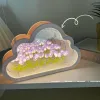 Mirrors Handmade Diy Night Light Decoration Cloud Flower Tulip Mirror Handmade Photo Frame Table Lamp Girl Bedroom Atmosphere Lamp