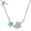 Pendentif Colliers Femmes Femme Collier Fine 925 Sterling Argent Bleu Blanc Zircon Cubique Lune Conception Collier Ras Du Cou