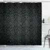 Curtains Damask Shower Curtain Antique Baroque Pattern Mild Ombre Shade Gothic Victorian Style Fabric Bathroom Decor with Hooks Dark Grey