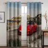 Gordijnen Trendy Stad Sportwagen Landschap 3D Afdrukken Semi Zonnescherm Gordijn Pak Polyester Wasbaar Slaapkamer Haak Accessoires