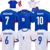 Maillot Mbappe Soccer Jersey 2024 Griezmann Giroud Football Shirts 24 25 Camavinga Tchouameni Saliba Dembele Kolo Muani Zaire-Emery Jersey Kids Kit Playerバージョン