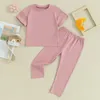 Ensembles de vêtements Mubineo Enfant Fille Summer Automne Vêtements Tenues T-shirt à manches courtes Leggings Basic Plain Legging Pantalon Enfants Outfit