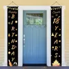 Party Decoration 18th Birthday Banners Black Gold Glitter Decorations Supplies Anniversary Celebration Welcome Porch Sign