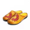 Casual Shoes MVVJKE Women Flat Genuine Leather Hand-made Ladies Cow Yellow/Gray/red Flats