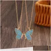 Pendant Necklaces Fashion Color Drop Oil Double Spell Butterfly Necklace For Women Female Vintage Friendship Set Clavicle Chain Delive Otrcl