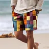 Casual kleurrijke geruite grafische shorts Summer heren Outdoor Dagelijkse shorts groot formaat Holiday Travel Beach Trunks Sports broek J5B9#