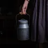 Pots Pot en fer rétro Vase en métal avec poignées couvercle pot de stockage à la main conteneur de réservoir cuisine nourriture thé bouteille d'oeuf accessoires de photographie