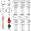  Keychains Beadable Keychain Bars Metal Bead Beads DIY Blank Removable For 30PCS