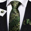 Neck Ties Neck Ties Free Shipping Ties for Men Silk Green Blue Floral Striped Neck Tie Pocket Square Cufflinks Set Wedding Gift BarryWang 5945 Y240325