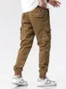 2023 Nieuwe Zomer Multi-Zakken Mannen Cargo Broek Casual Slim Fit Joggers Fi Trekkoord Cott Werkbroek Mannelijke streetwear D6Wz #