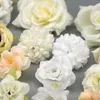 Decorative Flowers Artificial Silk Flower Heads Combo Set Beige Rose Style 38Pcs / Pack DIY Fake Yellow For Crafts