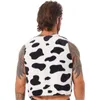 Hommes vache débardeurs fantaisie Dr Ball Cowboy Hippie Costume ouvert Frt col en V sans manches gilet vache imprimé flanelle gilet hauts 969D #