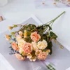 Dekorativa blommor konstgjorda blomma för heminredning Rose sovrum bordsskrivbord falska växter bröllop dekor gåvor