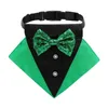 Dog Apparel Bib With Bows Tie Pet Scarves Patrick Day Bandanas