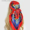 Bandanas Durag Luxury Brand Silk Satin Square Scarf Women Hijab Bandana Shawl Wrap Ladies Headband Neckerchief Foulard 90 cm Y240325