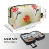 Cosmetic Bags Custom Red Rose Toiletry Bag Women Floral Pattern Makeup Organizer Lady Beauty Storage Dopp Kit Box