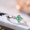 Кольца кластера, модное кольцо из стерлингового серебра 925 пробы с натуральным изумрудным цветком для женщин, ювелирное изделие S925, открытое кольцо с драгоценным камнем, подарок на день рождения