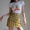 Saias divididas mini xadrez mulheres saia com shorts roupa interior verificação sexy moda coreana roupas femininas